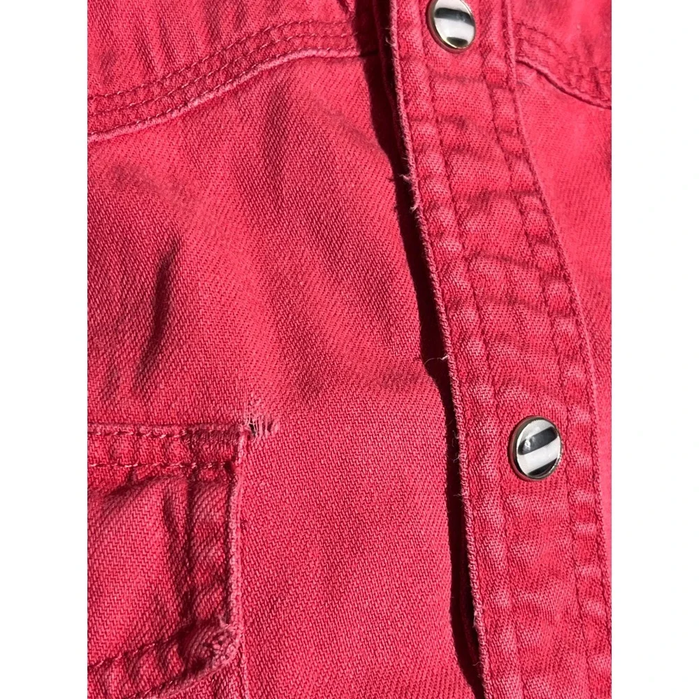 Vintage 90s Levis Modern Authentics Red Western Pearl Snap Retro Shirt Cotton